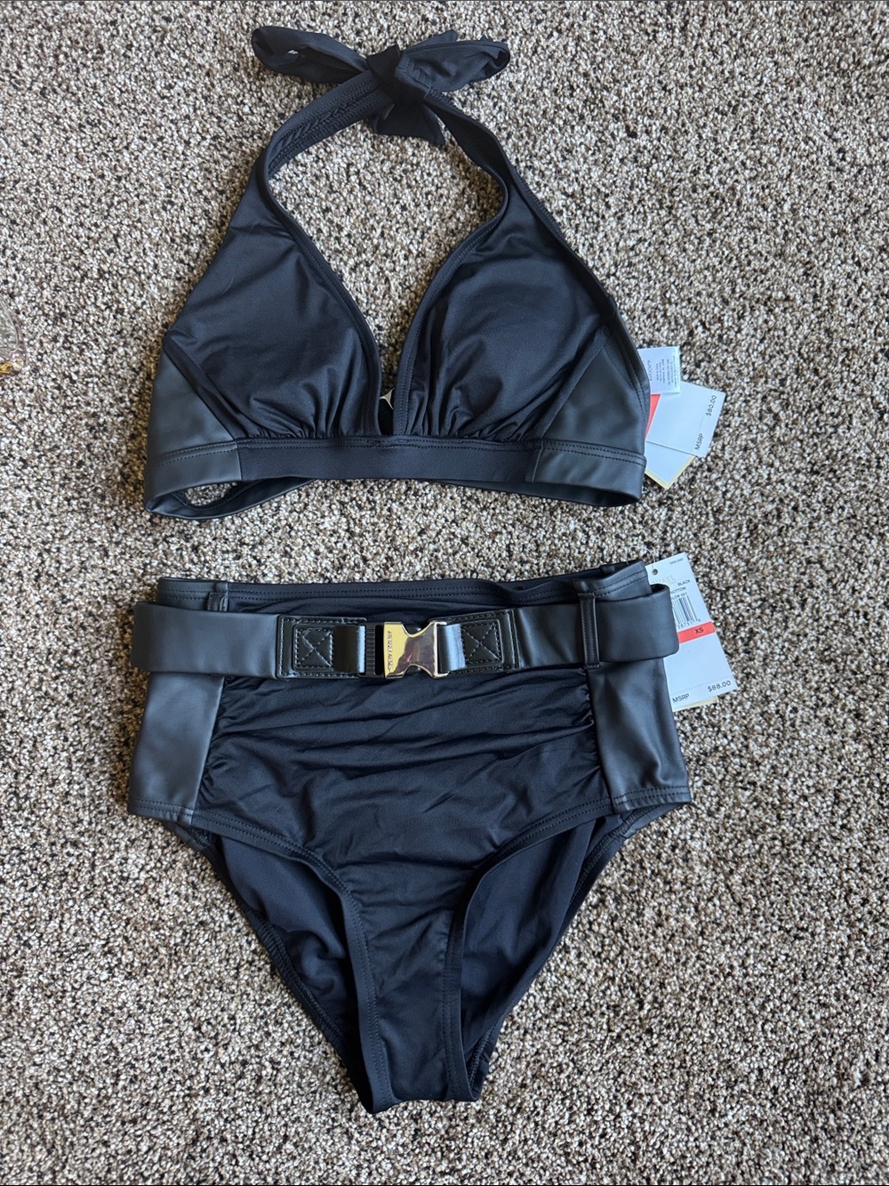 Michael Kors Black Halter Bikini Set